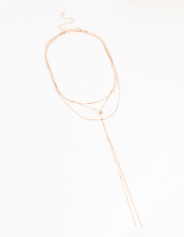 Rose Gold 3 Row Toggle Chain Necklace