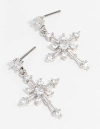 Silver Cubic Zirconia Cross Drop Earrings - link has visual effect only