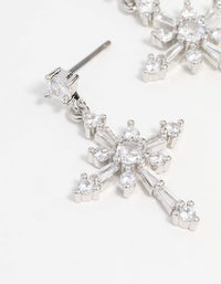 Silver Cubic Zirconia Cross Drop Earrings - link has visual effect only