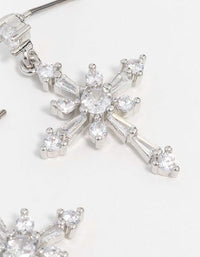 Silver Cubic Zirconia Cross Drop Earrings - link has visual effect only