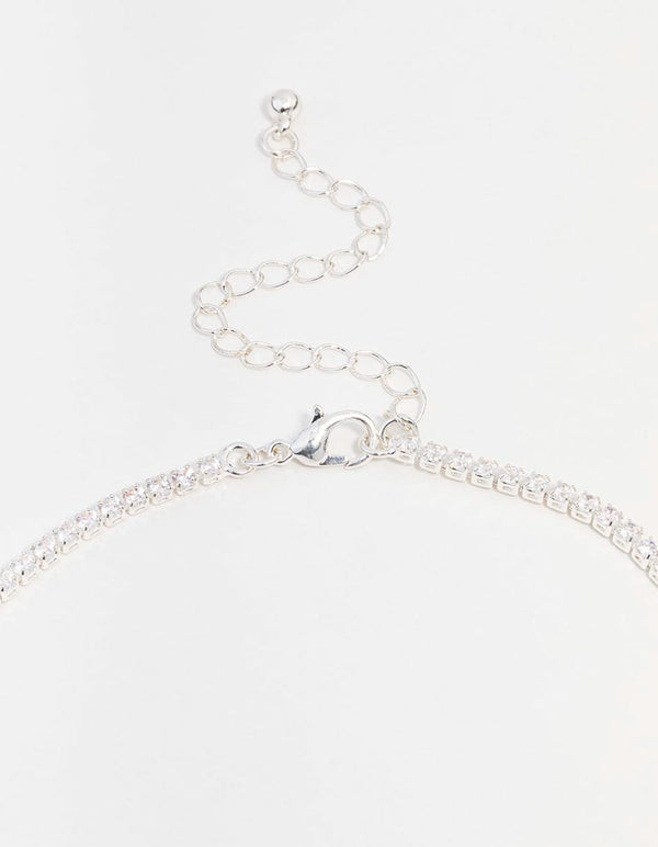 Silver Cubic Zirconia Butterfly Necklace