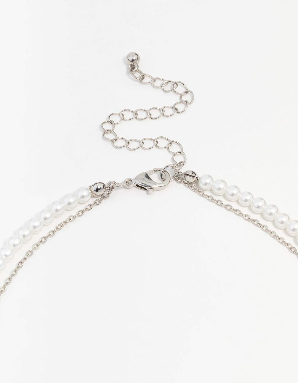 Silver Cubic Zirconia Pearl Double Choker