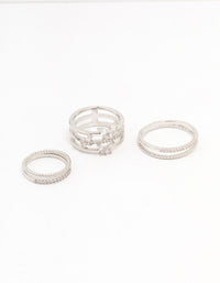 Silver Cubic Zirconia Small Butterfly Rings 3-Pack - link has visual effect only