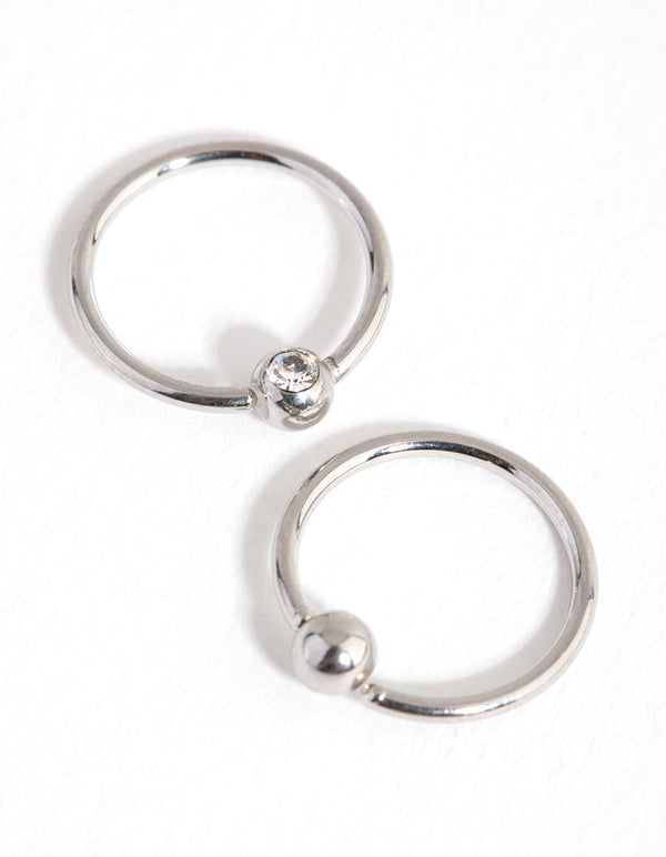 Surgical Steel Diamante Hoop Earrings