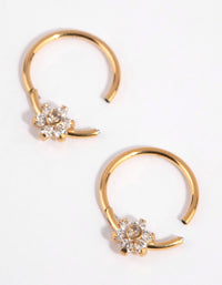 Gold Plated Surgical Steel Small Flower Hoop Earrings - link has visual effect only