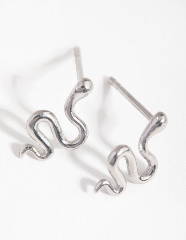 Surgical Steel Polished Snake Stud Earrings