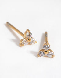 24 Carat Gold Plated Surgical Steel Cubic Zirconia Trio Cluster Stud Earrings - link has visual effect only