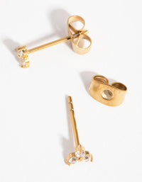 24 Carat Gold Plated Surgical Steel Cubic Zirconia Trio Cluster Stud Earrings - link has visual effect only