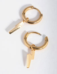 24 Carat Gold Plated Titanium Light Belt Huggie Earrings - link has visual effect only