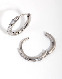 Surgical Steel Diamante Huggie Earrings - link has visual effect only