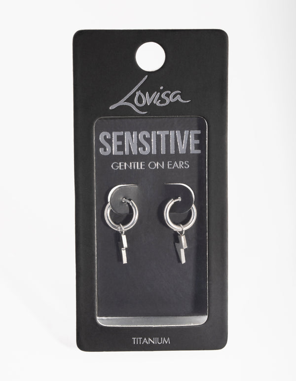 Titanium Lightning  Huggie Earrings