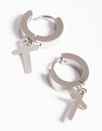 Surgical Steel Cross Huggie Earrings - link has visual effect only
