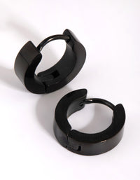 Matte Black Wide Huggie Earrings - link has visual effect only