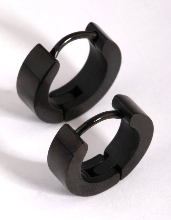 Matte Black Wide Huggie Earrings