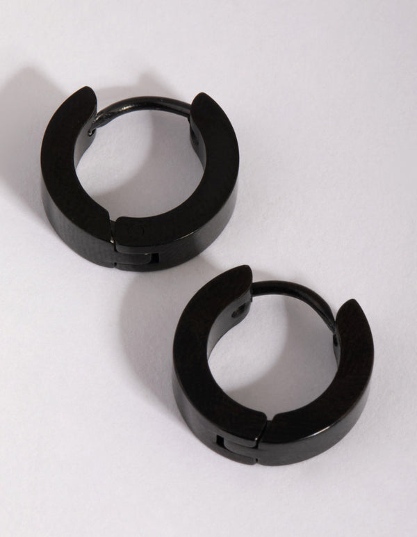Matte Black Wide Huggie Earrings