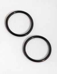 Black Coated Fine Sleeper Earrings 8MM - link has visual effect only