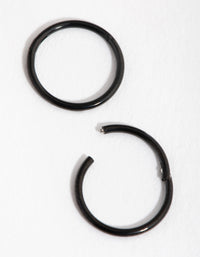 Black Coated Fine Sleeper Earrings 8MM - link has visual effect only