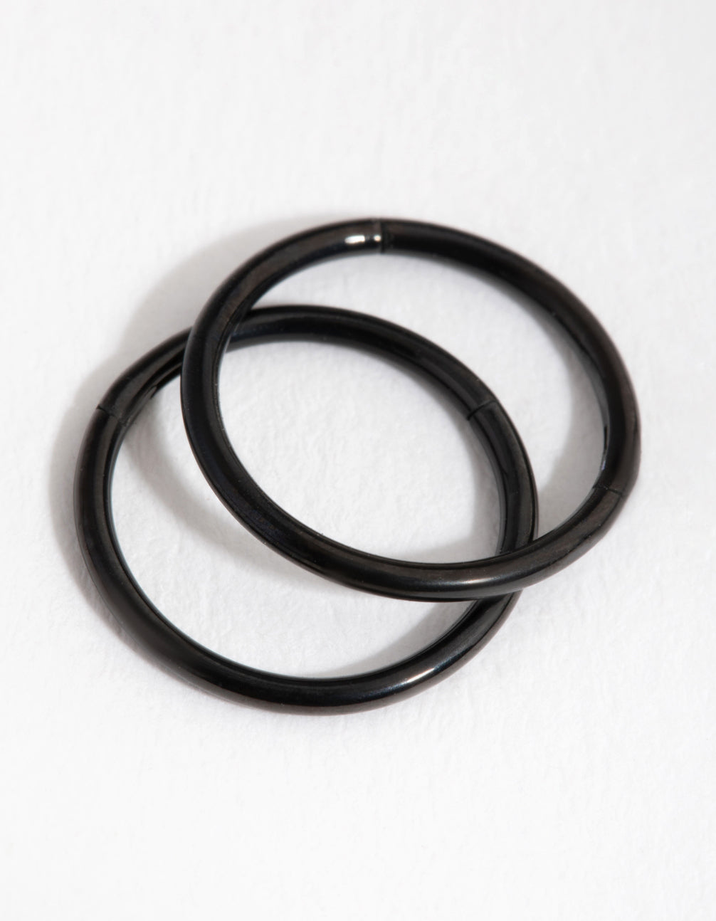 Black Coated Fine Sleeper Earrings 8MM