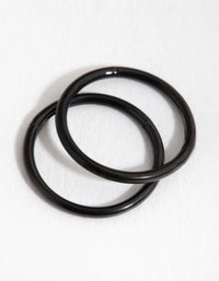 Black Coated Fine Sleeper Earrings 8MM - link has visual effect only