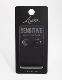 Black Coated Fine Sleeper Earrings 8MM - link has visual effect only