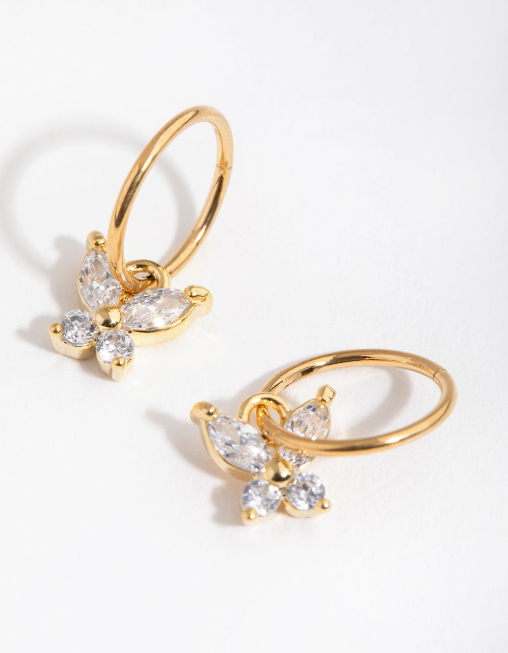 24 Carat Gold Plated Surgical Steel Butterfly Sleeper Earrings