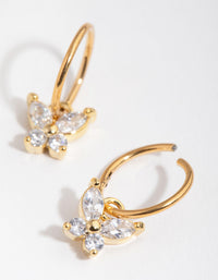 24 Carat Gold Plated Surgical Steel Butterfly Sleeper Earrings - link has visual effect only