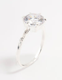 Sterling Silver Cubic Zirconia 6 Claw Engagement Ring - link has visual effect only