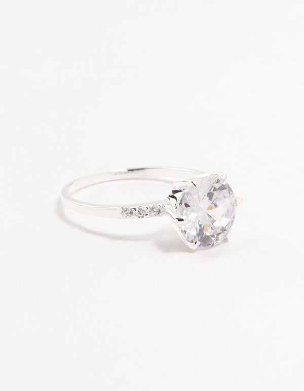 Sterling Silver Cubic Zirconia 6 Claw Engagement Ring