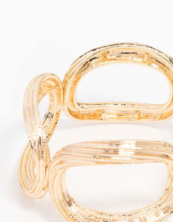 Gold Textured Metal Stretch Bracelet