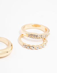 Gold Thick Diamante Band Rings 5-Pack - link has visual effect only