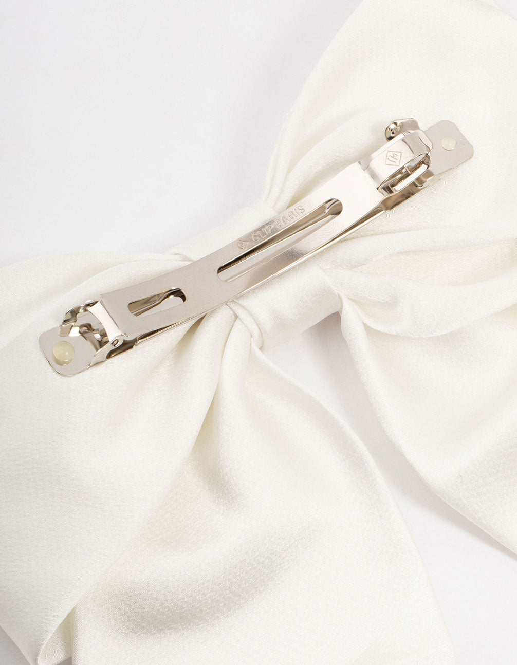 Large White Double Draped Fabric Bow Clip
