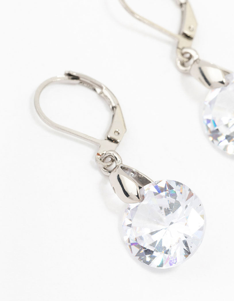 Silver Cubic Zirconia Circle Drop Earrings