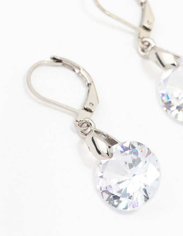 Silver Cubic Zirconia Circle Drop Earrings