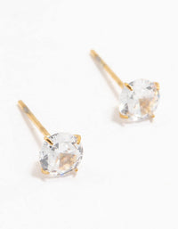 Waterproof Gold Plated Stainless Steel Cubic Zirconia Stud Earrings 5 MM - link has visual effect only