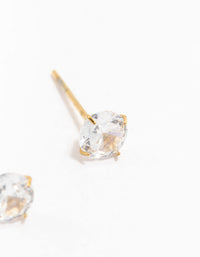 Waterproof Gold Plated Stainless Steel Cubic Zirconia Stud Earrings 5 MM - link has visual effect only