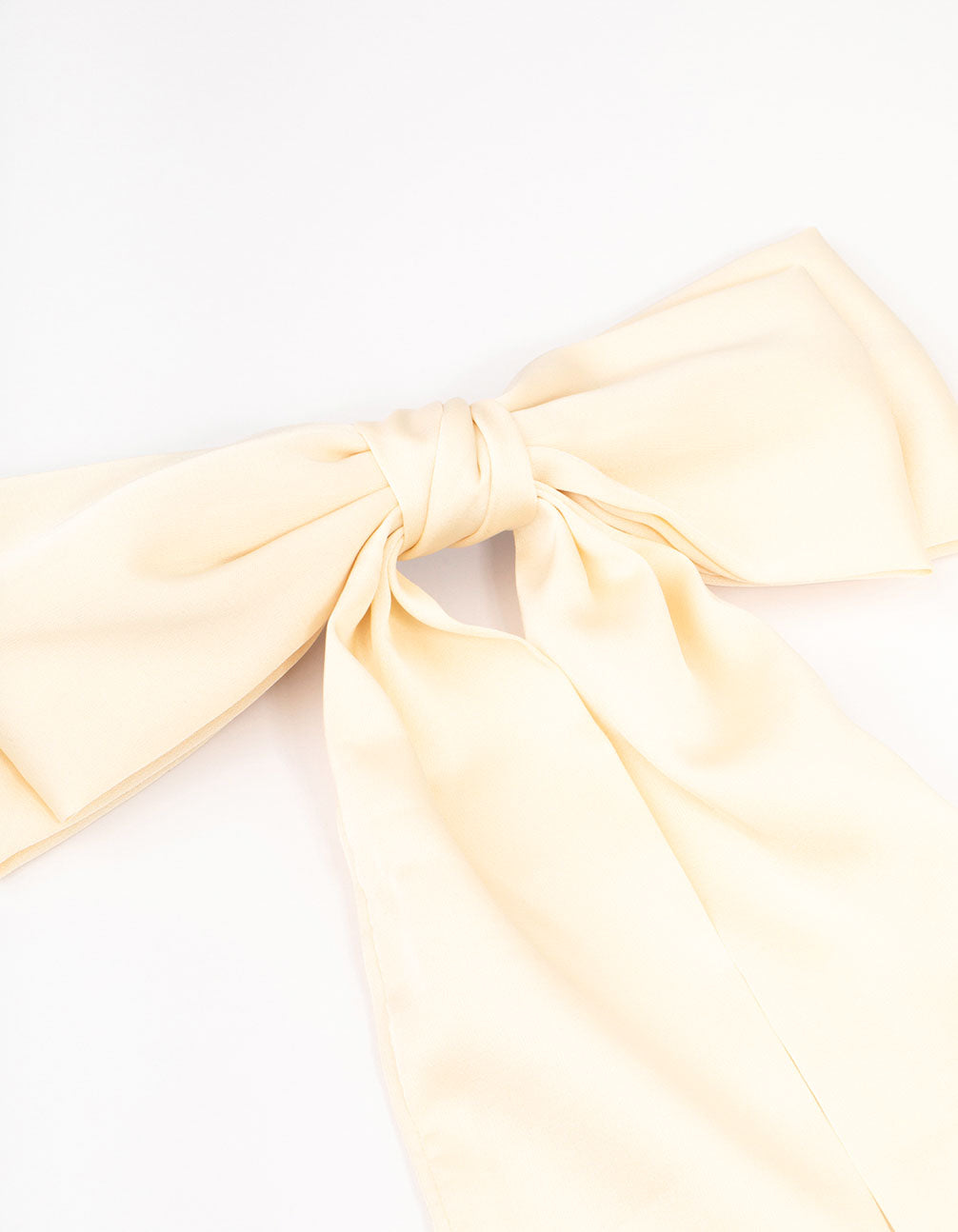 Relaxed Cream Fabric Long Bow Clip