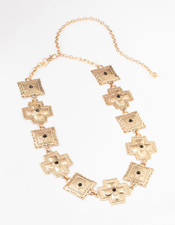 Gold Boho Square & Cross Belt