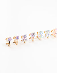 Kids Holographic Gummy Bear Clip On Gold Earrings 5-Pack - link has visual effect only