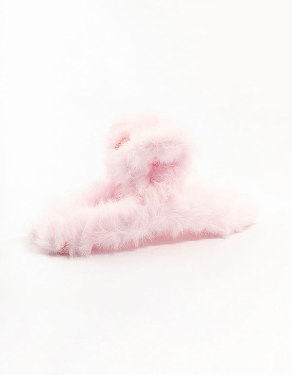 Kids Pink Fluffy Hair Claw Clip