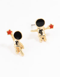 Gold Astronaut Star Stud Earrings - link has visual effect only