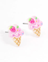Plastic Strawberry Icecream Stud Earrings - link has visual effect only