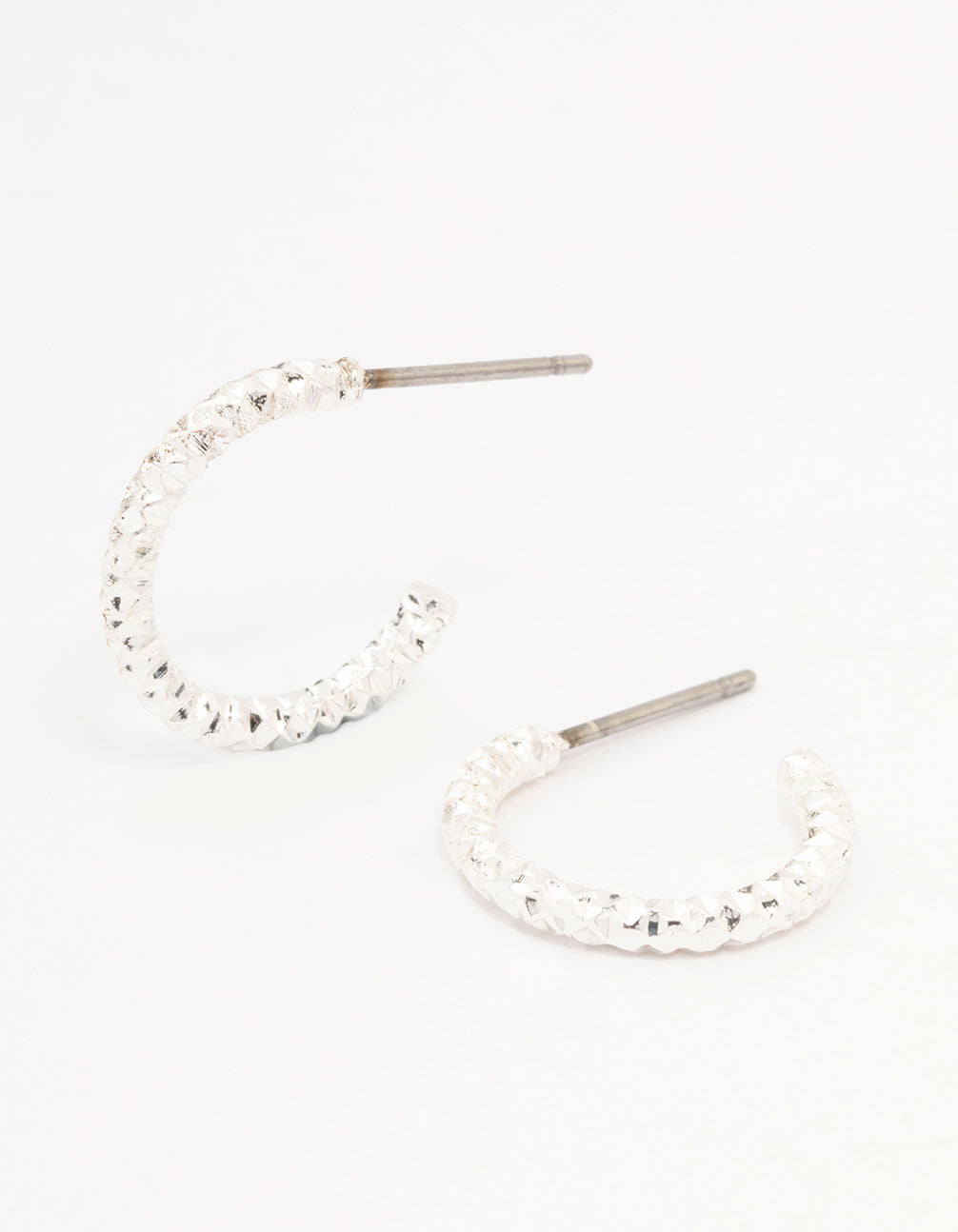 Silver Hammered Huggie Earrings