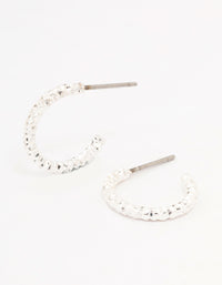 Silver Hammered Huggie Earrings - link has visual effect only