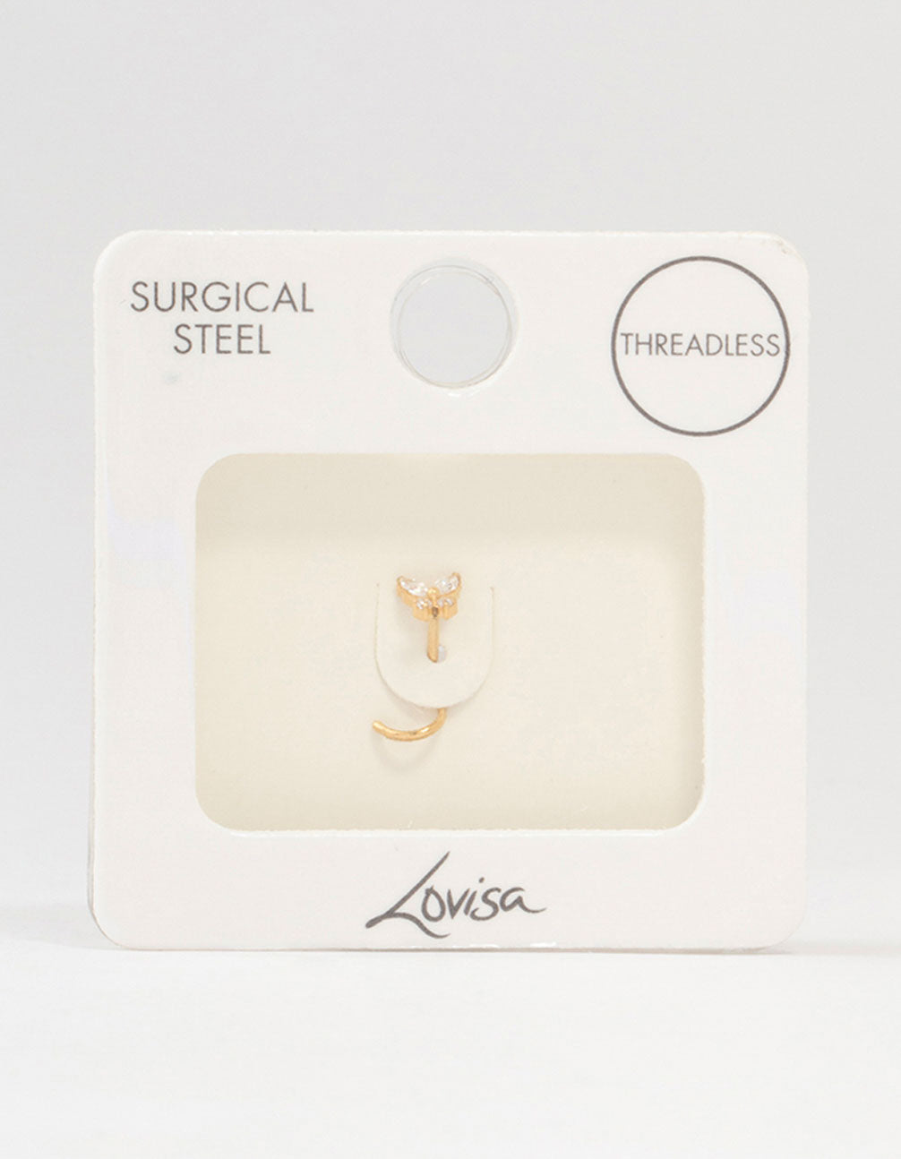 Gold Plated Surgical Steel Butterfly Threadless Nose Stud