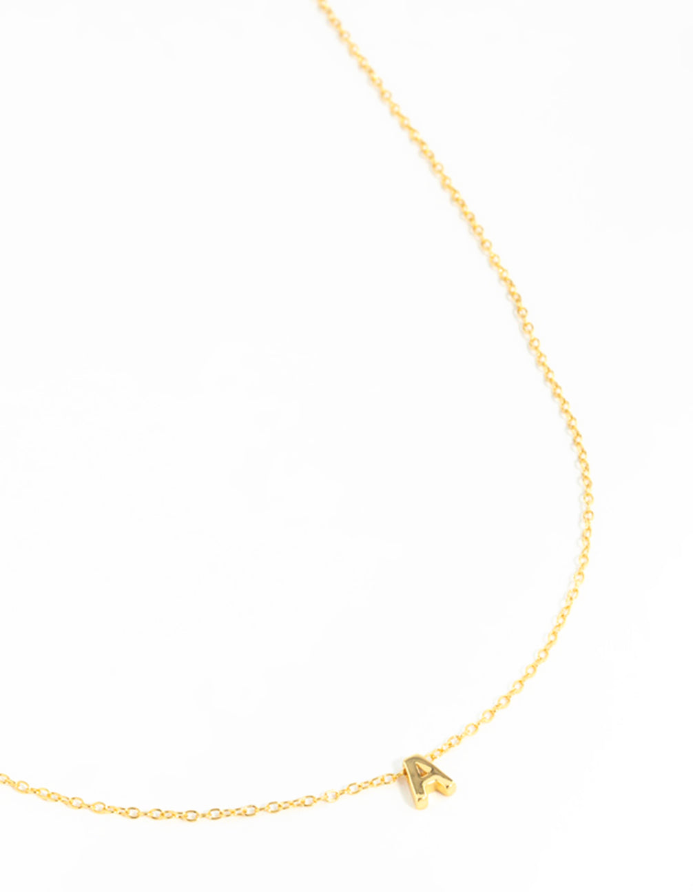 Gold Plated Sterling Silver Letter  A Necklace
