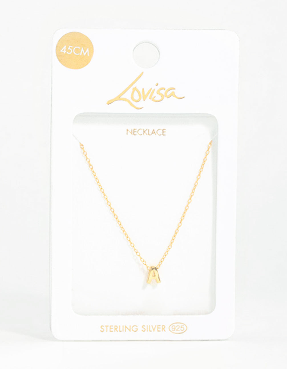 Gold Plated Sterling Silver Letter  A Necklace