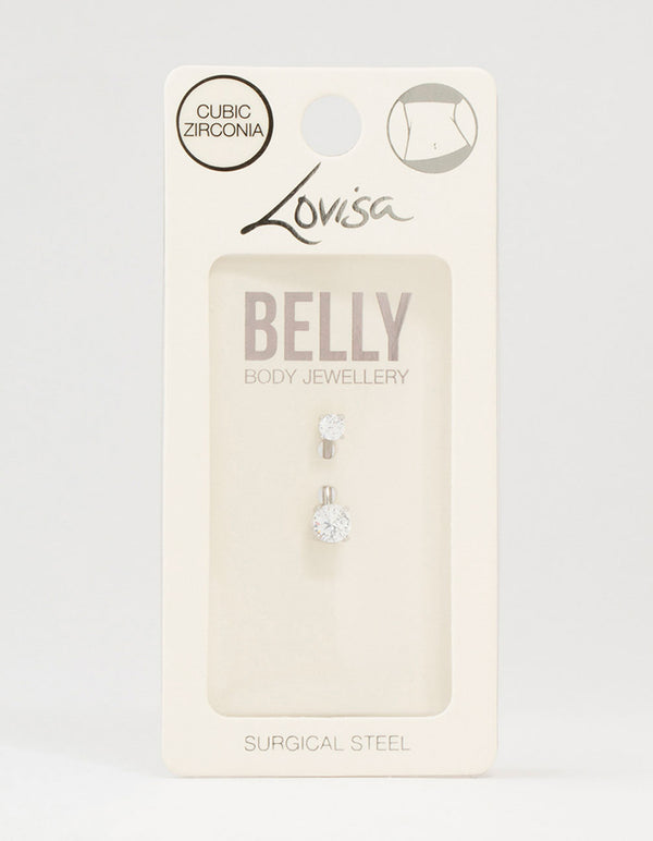 Surgical Steel Mini and Medium Cubic Zirconia Belly Bar