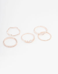 Rose Gold Plated Squiggle Ring 5-Pack - link has visual effect only