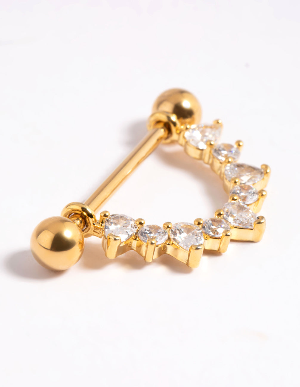 Gold Plated Titanium Cubic Zirconia Nipple Bar