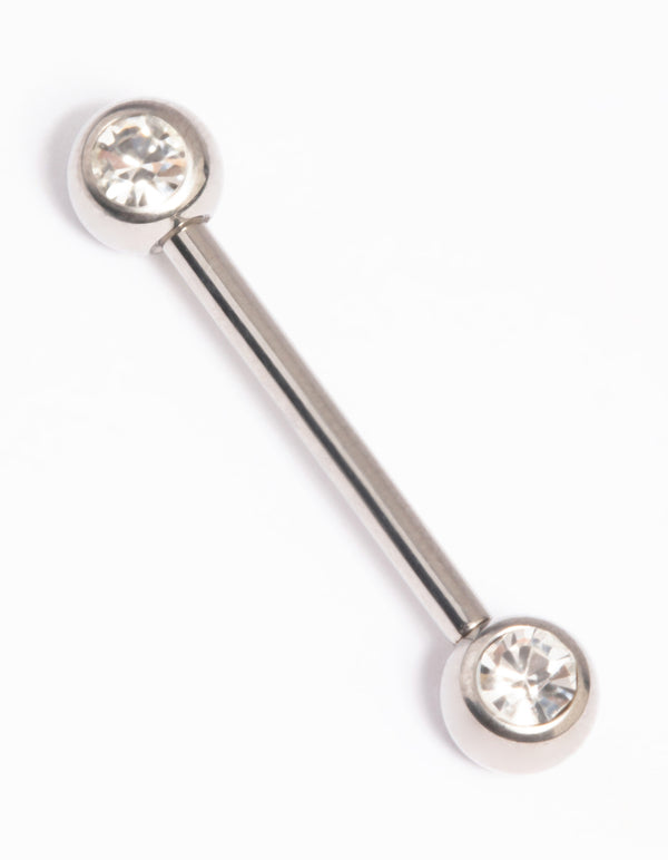 Titanium Crystal Nipple Ring